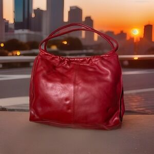 Vintage Wilson's Leather Pelle Studio Tote Shoulder Bag Red Double Handle 11"